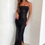 Alina Maxi Dress - Black Sequin