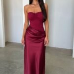 Amery Strapless Maxi Dress - Burgundy
