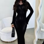 Annem Long Sleeve Maxi Dress - Black