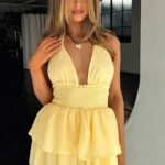 April Tiered Halter Mini Dress - Yellow