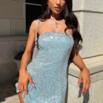 Arletta Strapless Sequin Mini Dress - Sage