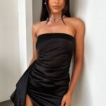Beverly Satin Strapless Mini Dress - Black