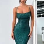 Brylee Midi Dress - Emerald Sequin