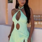 Caribbean Cut Out Mini Dress - Lime