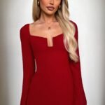 Charisma Long Sleeve Mini Dress - Red