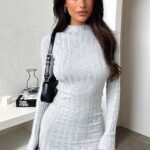 Emily Long Sleeve Turtle Neck Dress - Grey