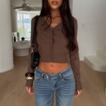 Koa V-Neck Long Sleeve Top - Brown