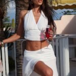 Lisbon Halter V-Neck Top - White