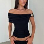 Malika Off-Shoulder Top - Black