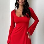 Marcia Long Sleeve Dress - Red