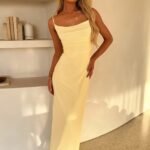 Nadine Lace-Up Back Maxi Dress - Yellow