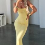 Otoway Bodycon Maxi Dress - Yellow