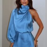 Santorini One Shoulder Dress - Blue