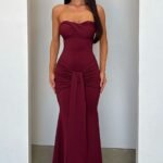 Taryn Strapless Maxi Dress - Burgundy
