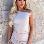 Teagan Off Shoulder Mini Dress - Champagne