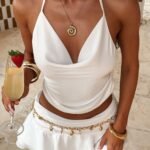 Camila Open Back Halter Top - White