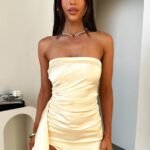 Beverly Satin Strapless Mini Dress - Yellow